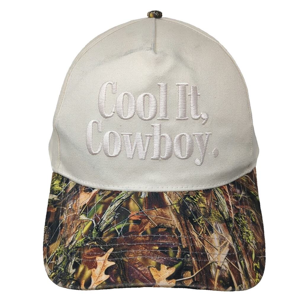 David and Young 5 Panel Beige Camo OSFM Cool It Cowboy Snapback Flat Brim Hat